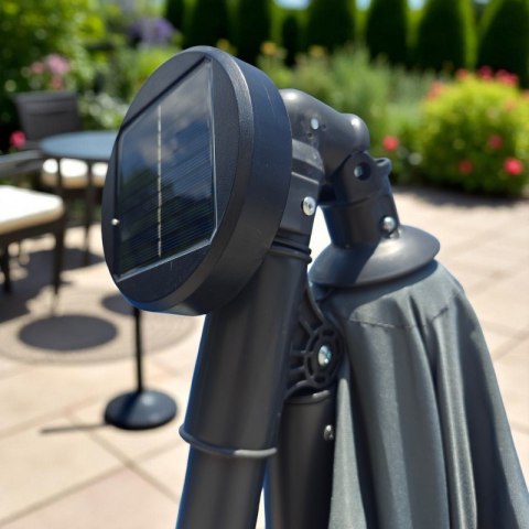 Parasol ogrodowy z oświetleniem SOLAR LED, wysięgnik i falbanka, grafitowy 3,5 m. OGP11SZ