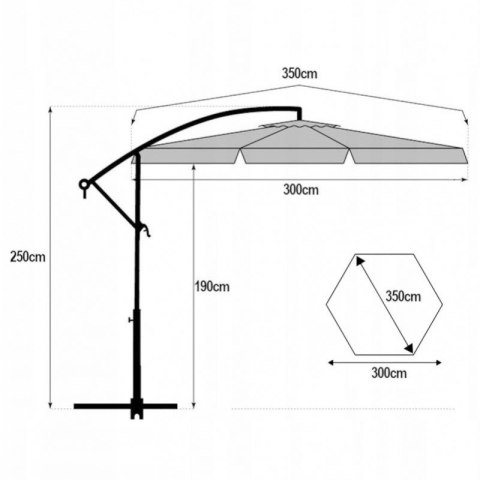 Parasol ogrodowy z oświetleniem SOLAR LED, wysięgnik i falbanka, kremowy 3,5 m. OGP11K