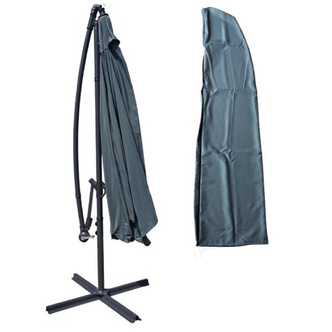 Parasol ogrodowy z wysięgnikiem i falbanką grafitowy, duży 3,5 m. OGP04