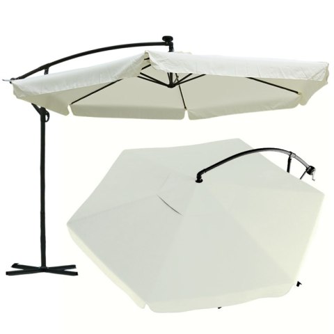 Parasol ogrodowy z wysięgnikiem i falbanką, kremowy 3,5 m. OGP10