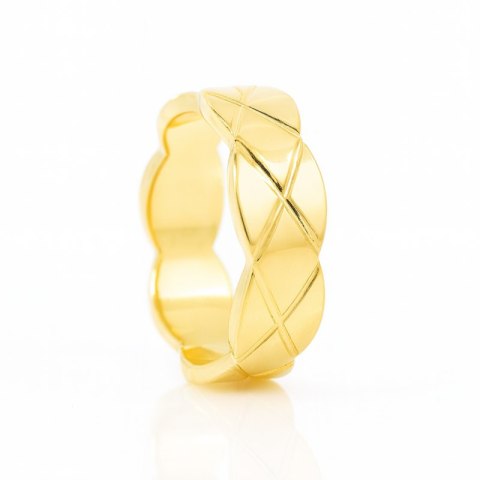Pierścionek pozłacany stal chirurgiczna platerowana złotem PST612, Rozmiar pierścionków: US7 EU14