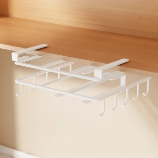 Półka, uchwyt podwieszany do szafki, organizer kuchenny z haczykami, biały OR116B