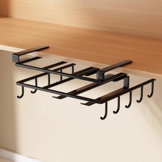 Półka, uchwyt podwieszany do szafki, organizer kuchenny z haczykami, czarny OR116CZ