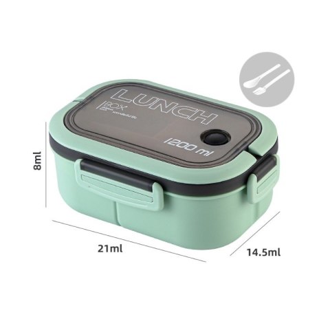 Śniadaniówka LUNCH BOX ze sztućcami 21 x 14,5 x 8cm mięta PJM44M