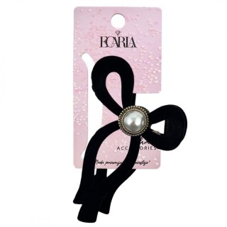 Spinka do włosów, klamra Vintage velvet czarna z perłą XL 11x6cm SP336