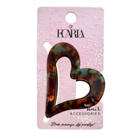 Spinka do włosów, klamra metalowa SERCE panterka zielona 6cm SP341ZIE