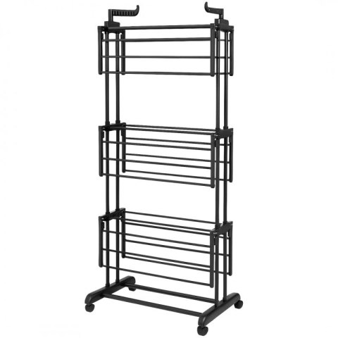 Suszarka na pranie duża pionowa składana, stojąca czarna SU02CZ