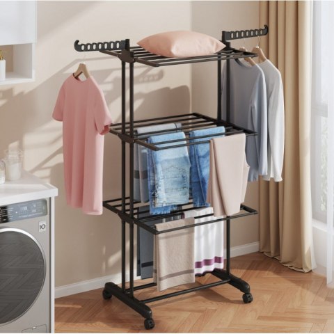 Suszarka na pranie duża pionowa składana, stojąca czarna SU02CZ