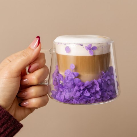 Szklanka termiczna z hortensją w środku fiolet 180 ml 1szt SZK76