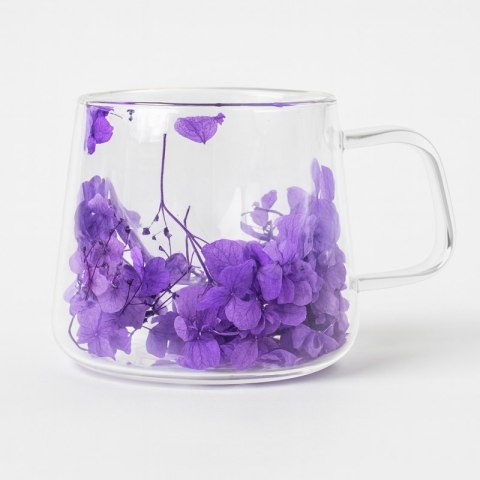 Szklanka termiczna z hortensją w środku fiolet 180 ml 1szt SZK76