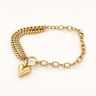 Bransoletka na rękę stal chirurgiczna pozłacana złotem BST1589