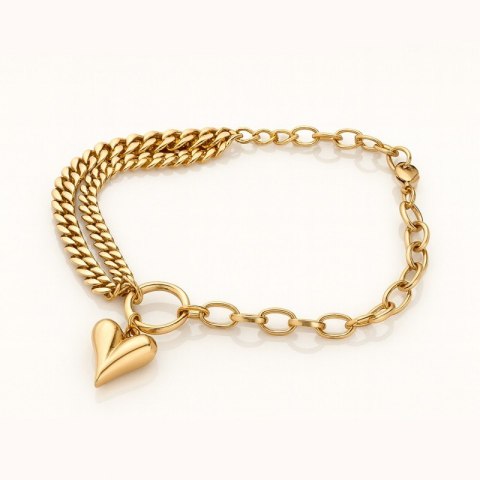 Bransoletka na rękę stal chirurgiczna pozłacana złotem BST1589