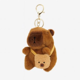 Brelok do kluczy pluszowa piszcząca Kapibara z torebką, LOSOWY KOLOR BRL387