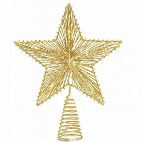 Czubek na choinkę metalowy XXL 30 cm LED brokat BOŻE NARODZENIE WOZ12