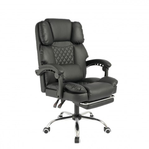 Fotel biurowy obrotowy MASTER PRESTIGE, podnóżek i masażer- ecoskóra czarny KO42CZ