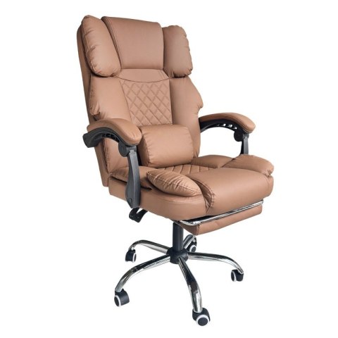Fotel biurowy obrotowy MASTER PRESTIGE, podnóżek i masażer- ecoskóra kawowy KO42CAP