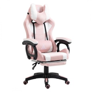 Fotel gamingowy obrotowy STUDENT, podnóżek i poduszka masującą róż KO23R