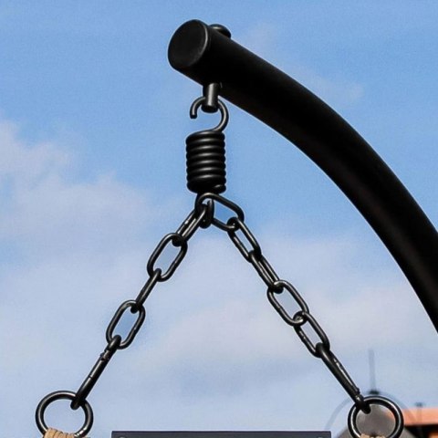 Fotel wiszący huśtawka, kokon składany brązowy z beżowymi poduszkami KR37BR