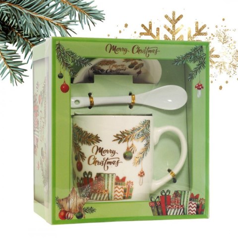 KUBEK ŚWIĄTECZNY - zestaw w pudełku z zaparzaczem i łyżeczką 400 ml KB16WZ2