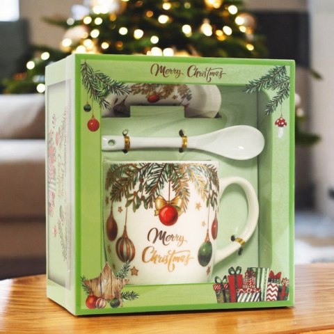 KUBEK ŚWIĄTECZNY - zestaw w pudełku z zaparzaczem i łyżeczką 400 ml KB16WZ3