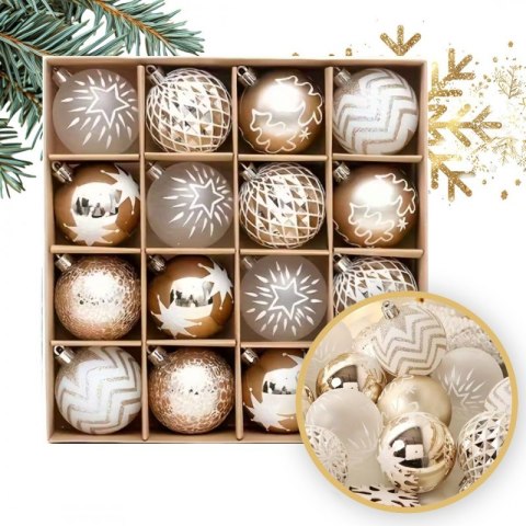 Komplet 16 sztuk bombek w opakowaniu 6cm złote, bombki na choinkę BSN55