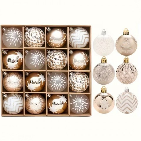 Komplet 16 sztuk bombek w opakowaniu 6cm złote, bombki na choinkę BSN55