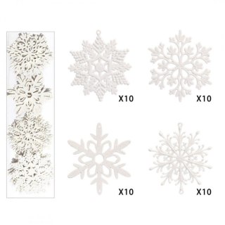 Komplet 40 sztuk ozdób bożonarodzeniowych w opakowaniu średnica 10cm białe BSN59