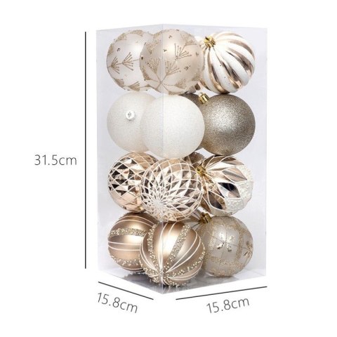 Komplet bombek 16szt w opakowaniu 8cm białe, czerwone, bombki na choinkę BSN57