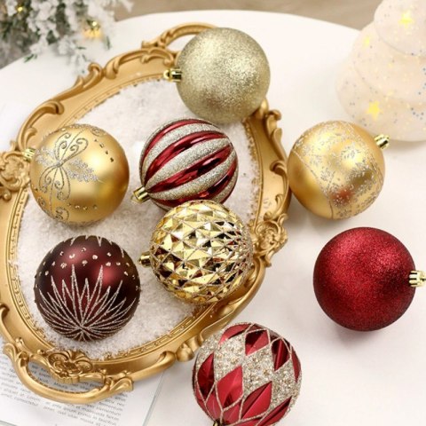 Komplet bombek 16szt w opakowaniu 8cm złote, czerwone, bombki na choinkę BSN58