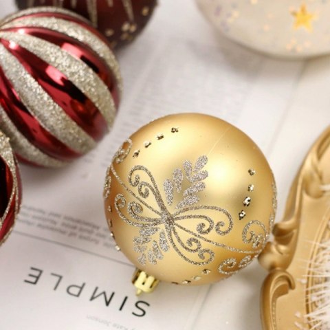 Komplet bombek 16szt w opakowaniu 8cm złote, czerwone, bombki na choinkę BSN58