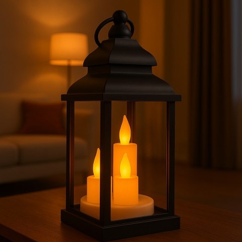 Lampion dekoracyjny LED z imitacją świec 10 x 22 cm - LAMP52CZ