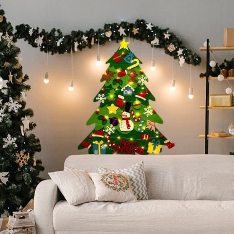 Świąteczna mata edukacyjna z filcu CHOINKA LED dla dzieci 98 x 70 cm TS02