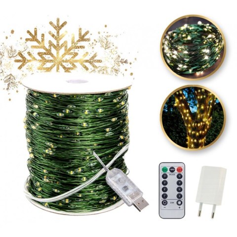Zewnętrzne/ wewnętrzne lampki choinkowe drucik 500 LED 50m, ciepłe białe LAMP36CB
