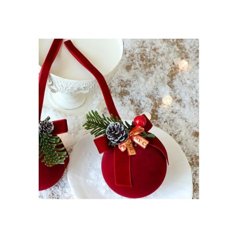 Bombka zawieszka na choinkę z kokardą i stroikiem, 1 sztuka 22cm WOZ48