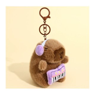 Brelok do kluczy pluszowa puchata Kapibara DJ ze słuchawkami BRL376