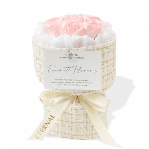 Bukiet zapachowych kwiatów mydlanych w pudełku na prezent, świecące LED BUK22