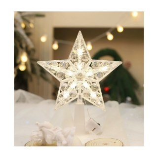 Czubek na choinkę, gwiazda LED 15cm BOŻE NARODZENIE biała KSN205