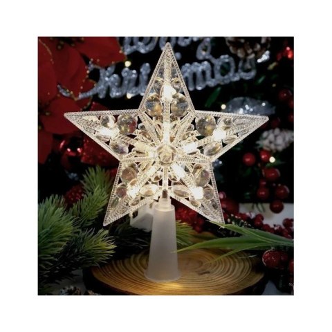 Czubek na choinkę, gwiazda LED 15cm BOŻE NARODZENIE biała KSN205