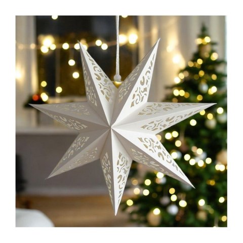 DUŻA GWIAZDA PAPIEROWA ŚWIĄTECZNA AŻUROWA biała 60 cm WITRAŻ 3D WG13