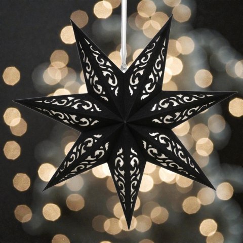 DUŻA GWIAZDA PAPIEROWA ŚWIĄTECZNA AŻUROWA welurowa czarna 35 cm WITRAŻ 3D WG15
