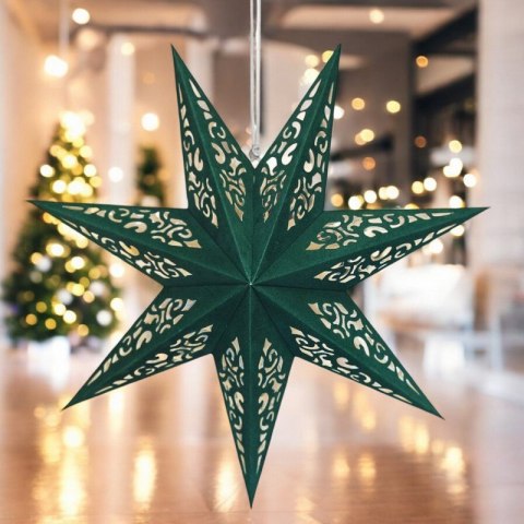 DUŻA GWIAZDA PAPIEROWA ŚWIĄTECZNA AŻUROWA welurowa zielona 60 cm WITRAŻ 3D WG14