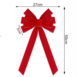 Duża czerwona kokarda ozdoba świąteczna na drzwi, choinkę 27 x 50 cm WOZ45