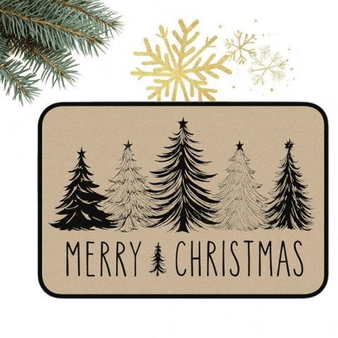 Dywanik wycieraczka świąteczna MERRY CHRISTMAS, choinki 60x90cm DYW13