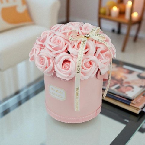 Flower box, bukiet zapachowych kwiatów mydlanych w pudełku 21szt. 19x16cm BUK08R