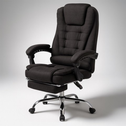 Fotel biurowy obrotowy BOSS z podnóżkiem - czarny MATERIAŁ KO22CZ-MAT