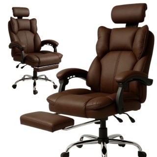 Fotel biurowy obrotowy Directo z podnóżkiem - Brązowy ciemny MATERIAŁ KO49BR