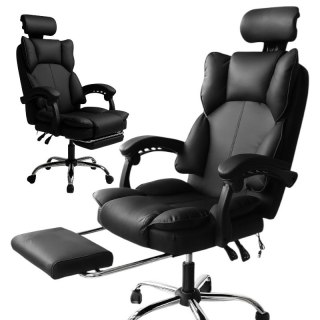 Fotel biurowy obrotowy Directo z podnóżkiem - czarny MATERIAŁ KO49CZ