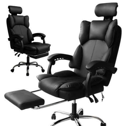 Fotel biurowy obrotowy Directo z podnóżkiem - czarny MATERIAŁ KO49CZ