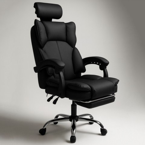 Fotel biurowy obrotowy Directo z podnóżkiem - czarny MATERIAŁ KO49CZ