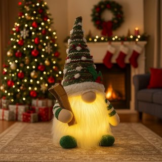 KRASNAL świąteczny świecący na baterie, lampka Z PLUSZU 14 x 28 cm, KSN208